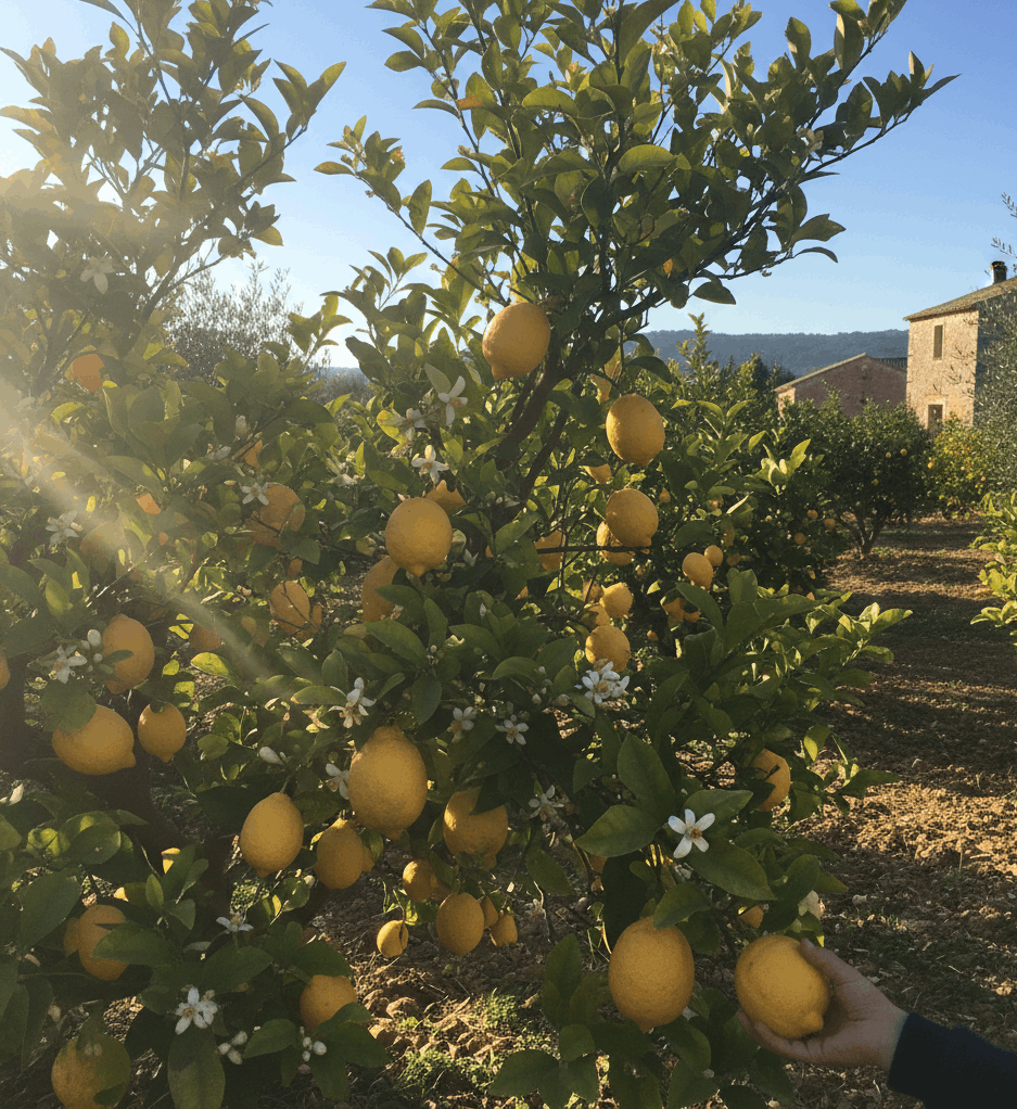 Citronnier meyer dqns un verger d'agrumes